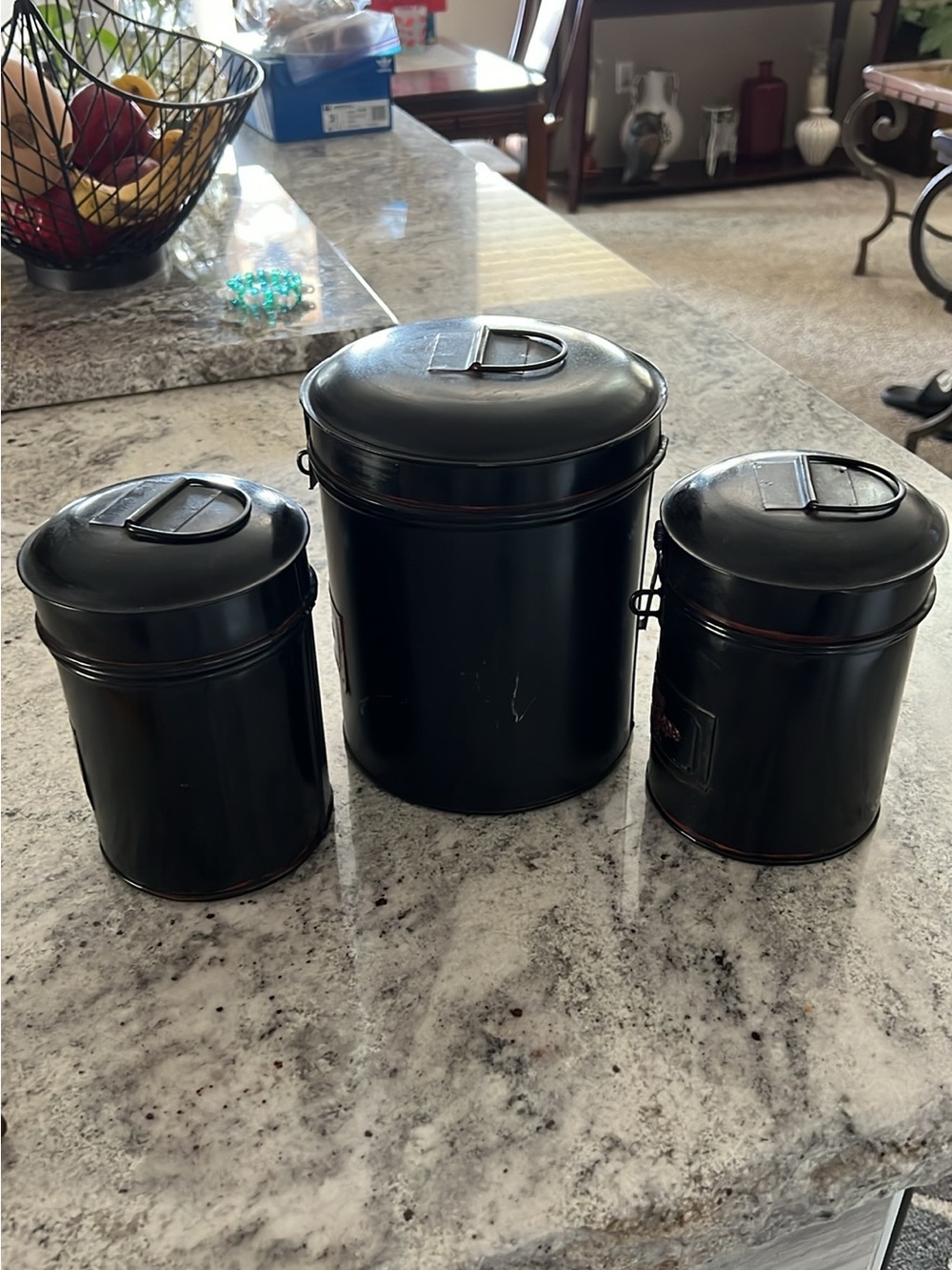 Set of 3 Metal Canisters Home Decor - Picture 12 of 12